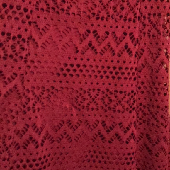 Rue 21 Crocheted Red Burgundy Skater Sun Dress - Picture 4 of 5
